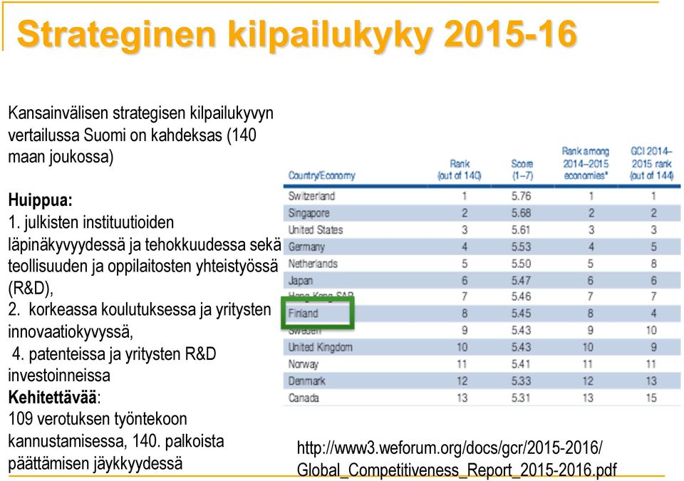 korkeassa koulutuksessa ja yritysten innovaatiokyvyssä, 4.