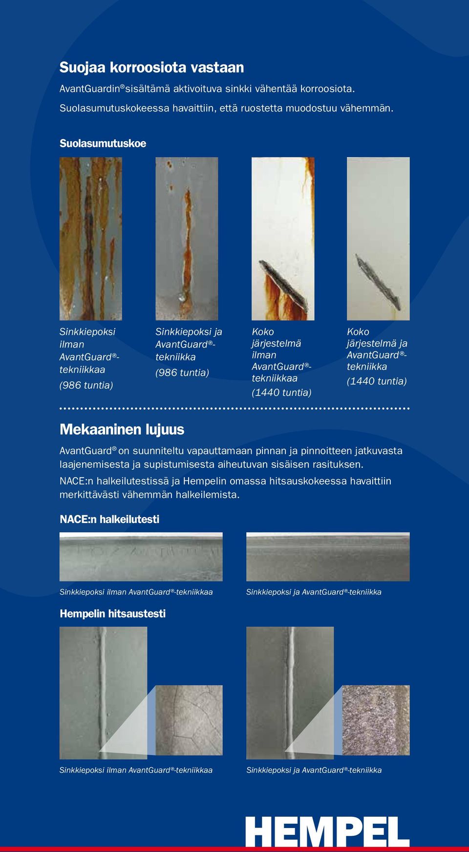 AvantGuard tekniikka (1440 tuntia) Mekaaninen lujuus AvantGuard on suunniteltu vapauttamaan pinnan ja pinnoitteen jatkuvasta laajenemisesta ja supistumisesta aiheutuvan sisäisen rasituksen.