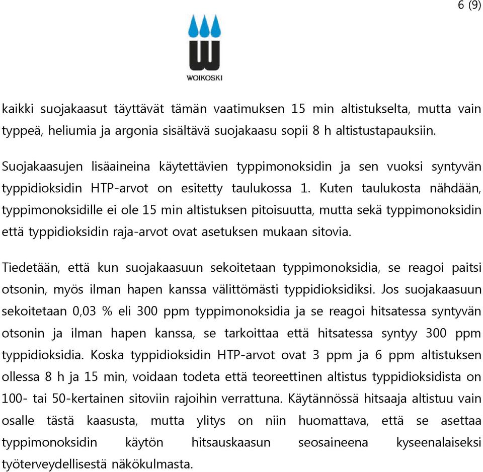 Kuten taulukosta nähdään, typpimonoksidille ei ole 15 min altistuksen pitoisuutta, mutta sekä typpimonoksidin että typpidioksidin raja-arvot ovat asetuksen mukaan sitovia.