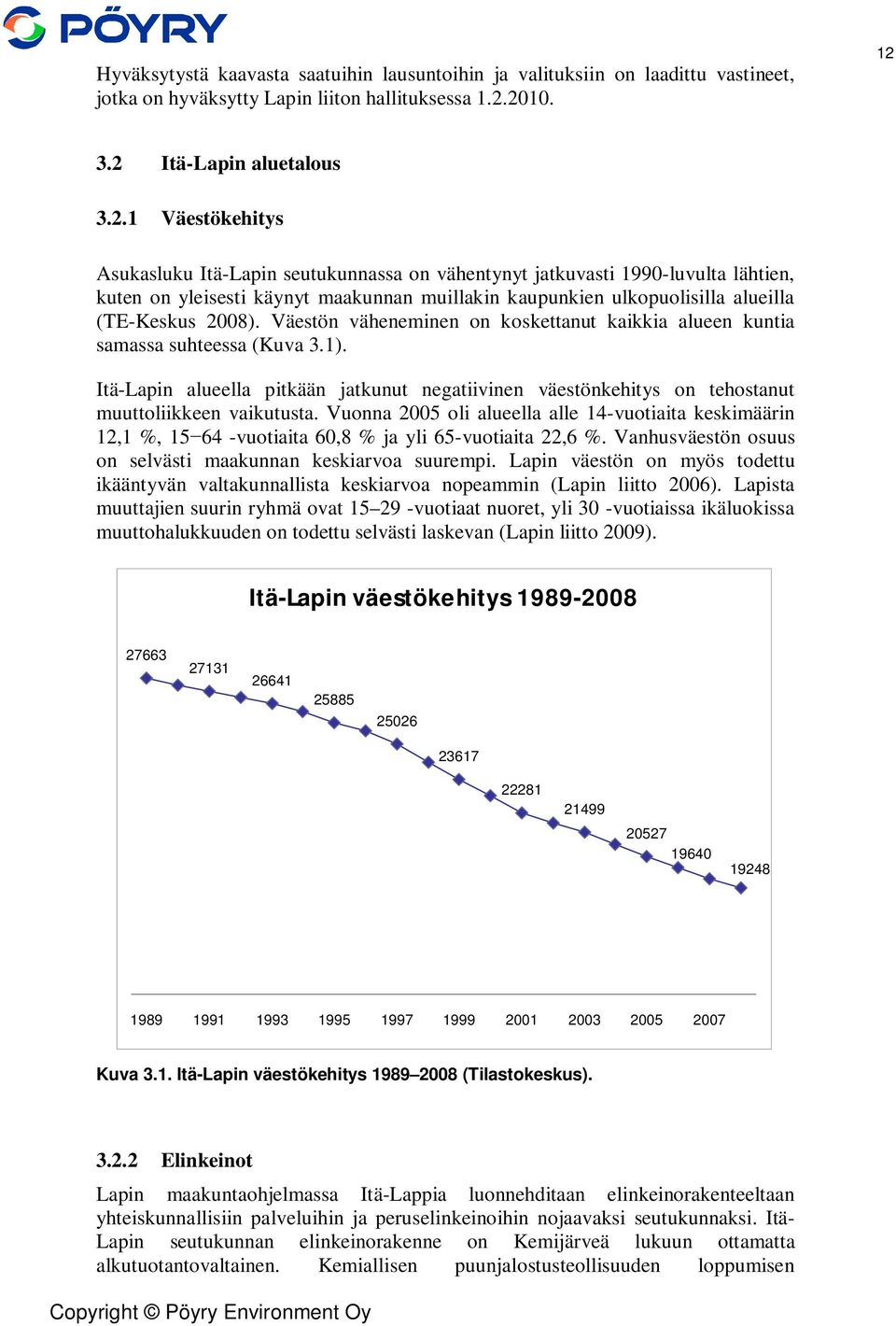 Väestön väheneminen on koskettanut kaikkia alueen kuntia samassa suhteessa (Kuva 3.1). Itä-Lapin alueella pitkään jatkunut negatiivinen väestönkehitys on tehostanut muuttoliikkeen vaikutusta.