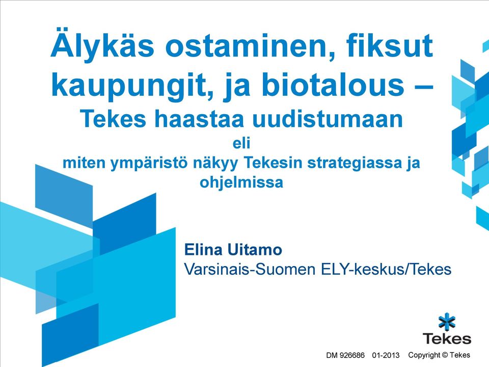 näkyy Tekesin strategiassa ja ohjelmissa Elina