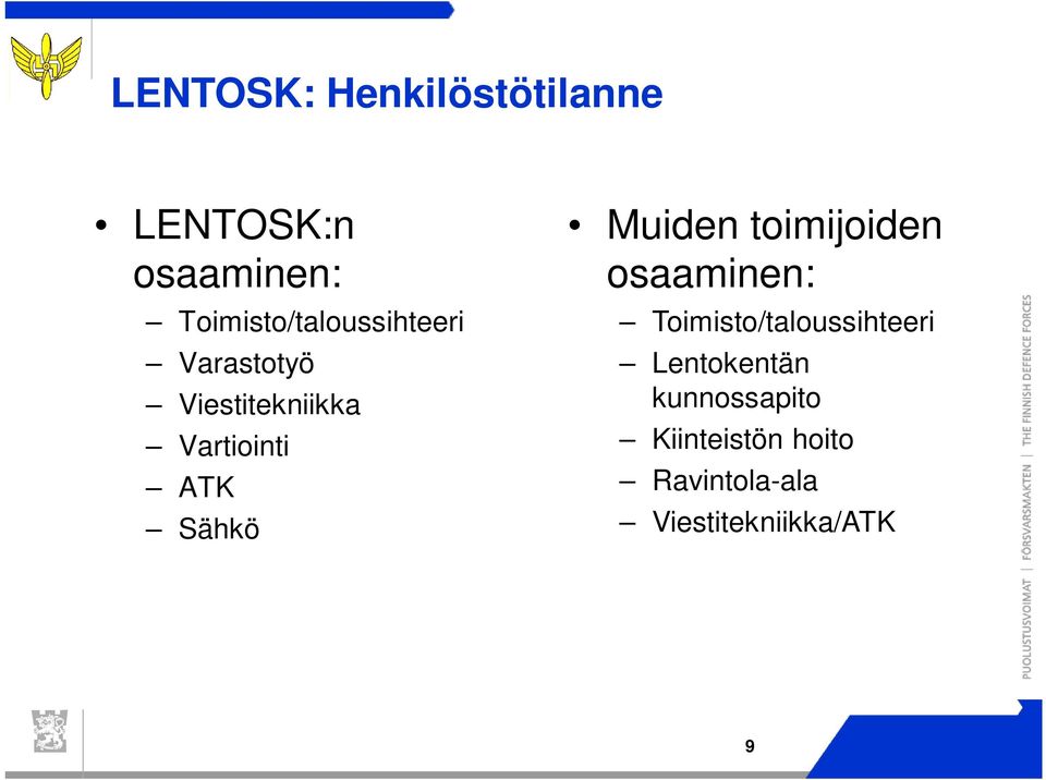 Sähkö Muiden toimijoiden osaaminen: Toimisto/taloussihteeri