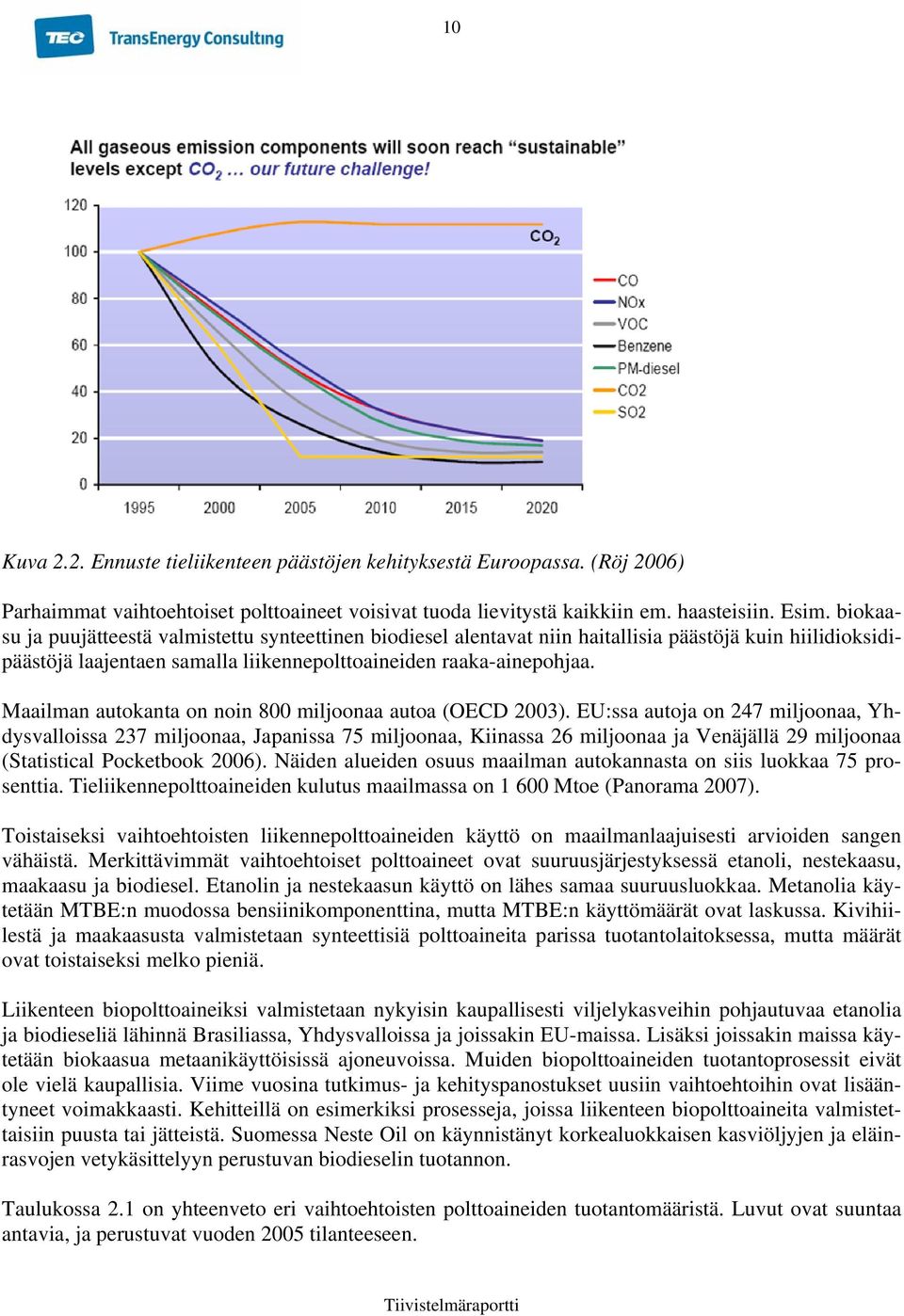 Maailman autokanta on noin 800 miljoonaa autoa (OECD 2003).