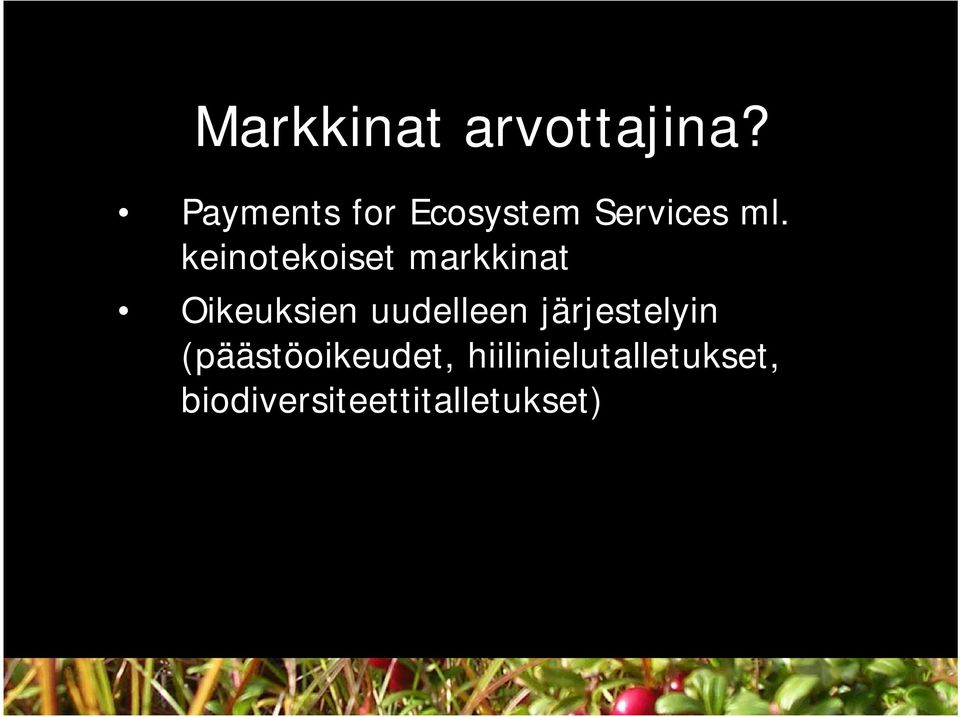 keinotekoiset markkinat Oikeuksien uudelleen