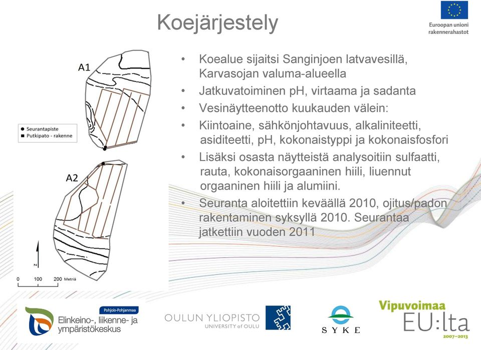 ja kokonaisfosfori Lisäksi osasta näytteistä analysoitiin sulfaatti, rauta, kokonaisorgaaninen hiili, liuennut