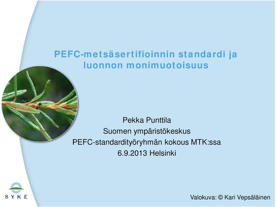 ympäristökeskus PEFC-standardityöryhmän