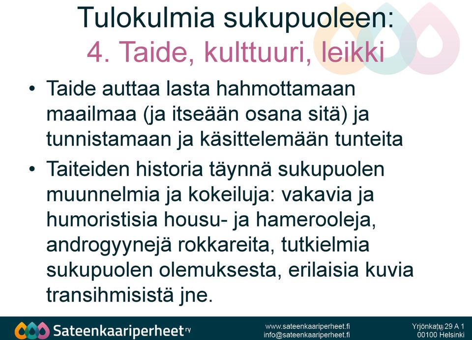 ja tunnistamaan ja käsittelemään tunteita Taiteiden historia täynnä sukupuolen muunnelmia