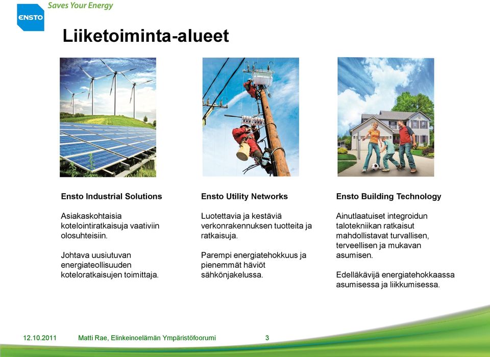 Ensto Utility Networks Luotettavia ja kestäviä verkonrakennuksen tuotteita ja ratkaisuja.