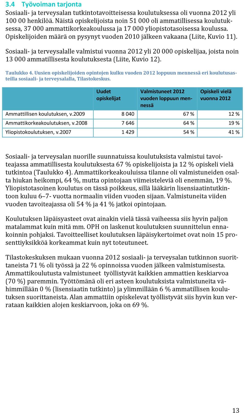 Opiskelijoiden määrä on pysynyt vuoden 2010 jälkeen vakaana (Liite, Kuvio 11).