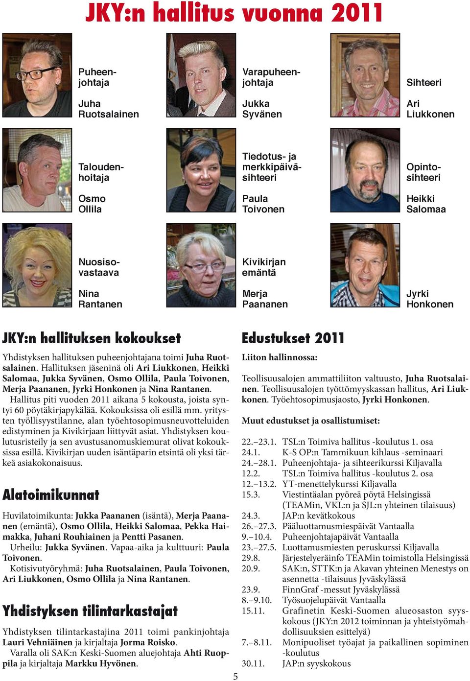 Hallituksen jäseninä oli Ari Liukkonen, Heikki Salomaa, Jukka Syvänen, Osmo Ollila, Paula Toivonen, Merja Paananen, Jyrki Honkonen ja Nina Rantanen.