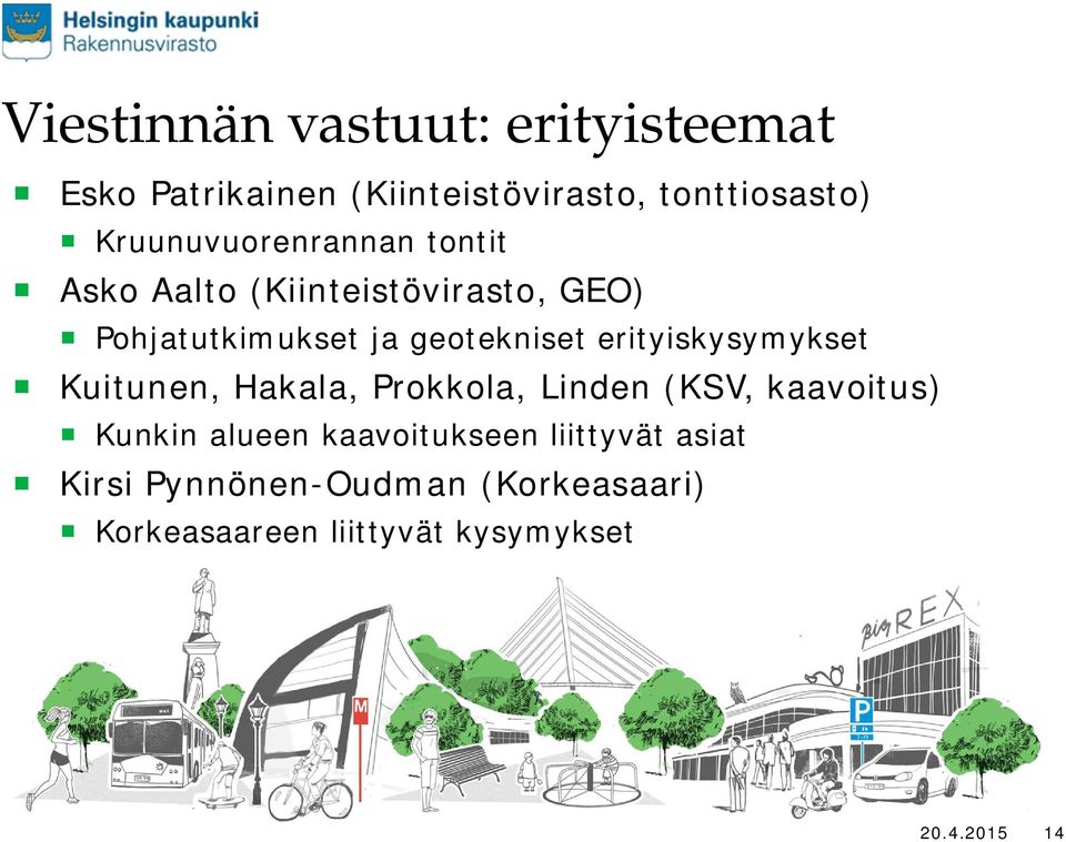 erityiskysymykset Kuitunen, Hakala, Prokkola, Linden (KSV, kaavoitus) Kunkin alueen