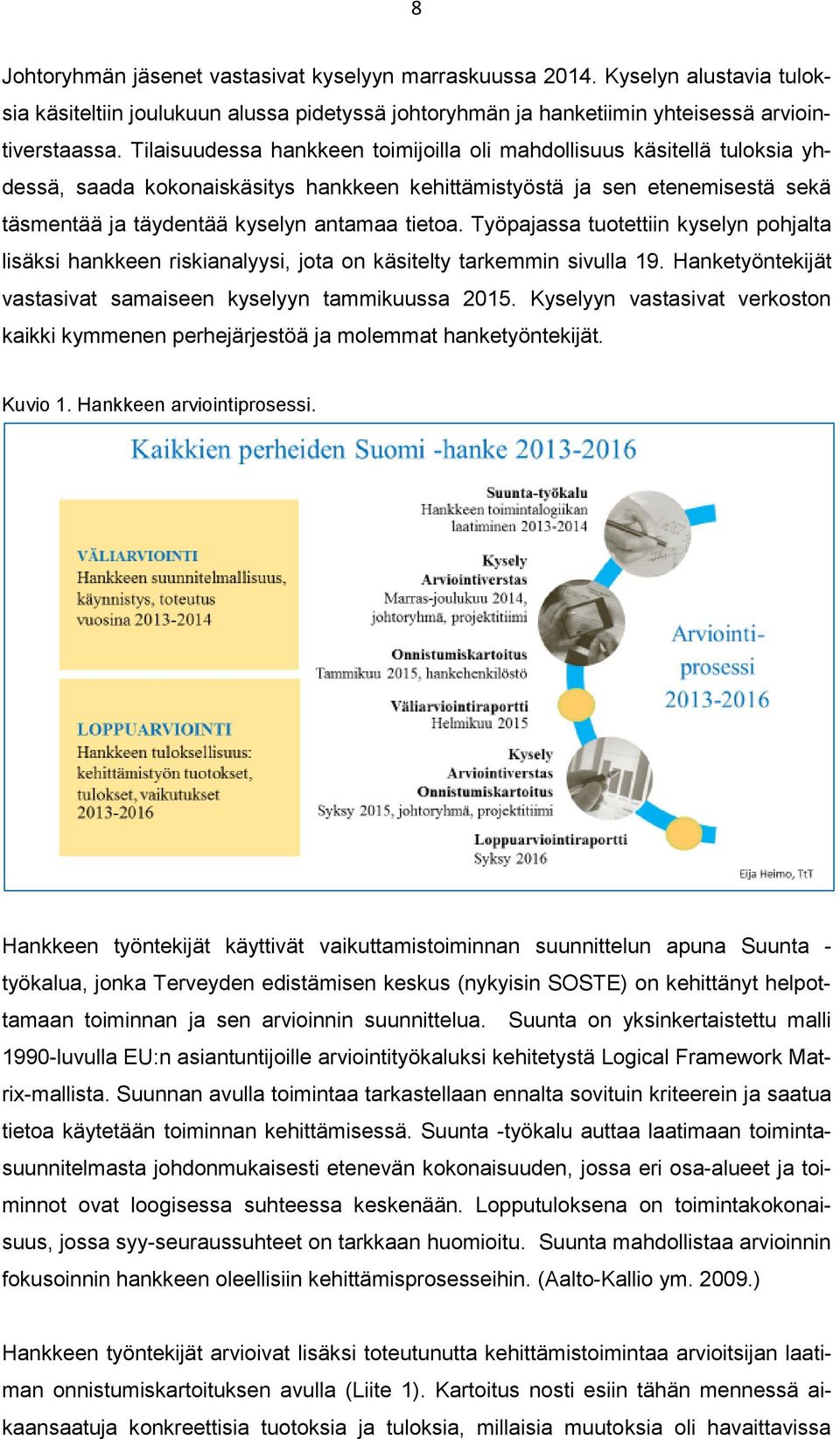Työpajassa tuotettiin kyselyn pohjalta lisäksi hankkeen riskianalyysi, jota on käsitelty tarkemmin sivulla 19. Hanketyöntekijät vastasivat samaiseen kyselyyn tammikuussa 2015.