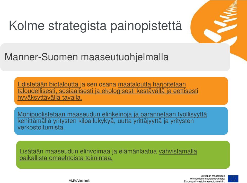 Monipuolistetaan maaseudun elinkeinoja ja parannetaan työllisyyttä kehittämällä yritysten kilpailukykyä, uutta