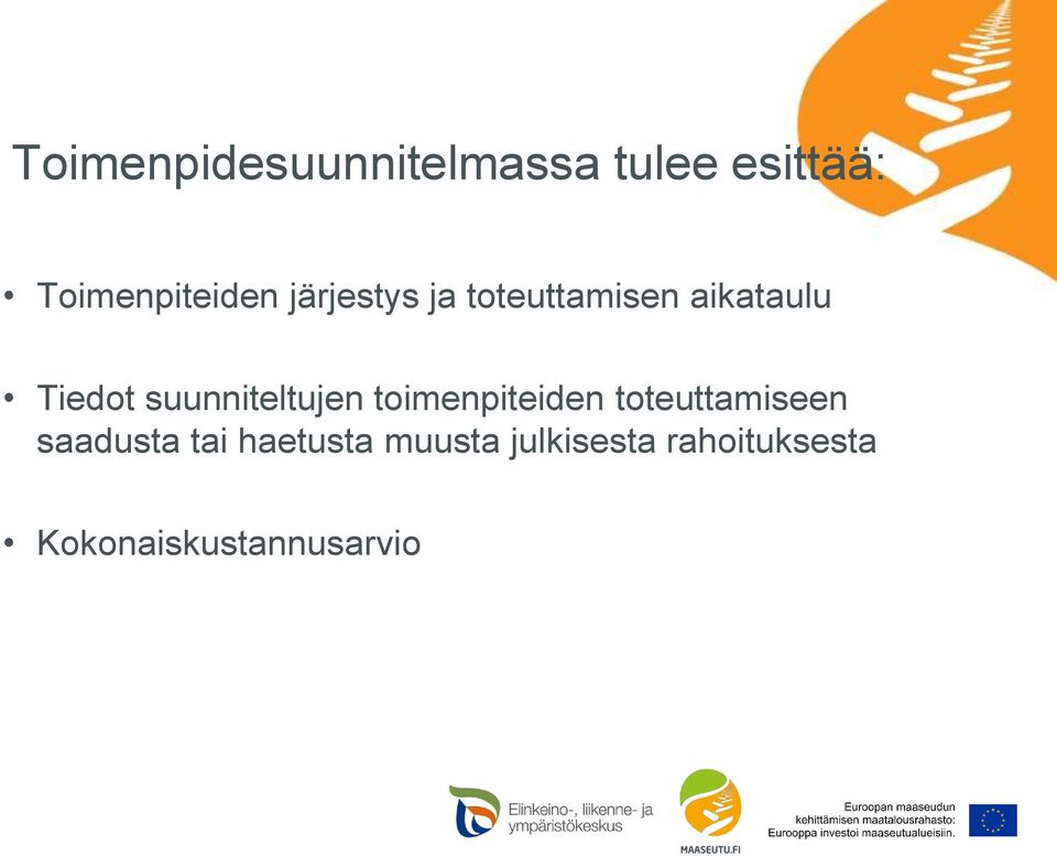 suunniteltujen toimenpiteiden toteuttamiseen saadusta