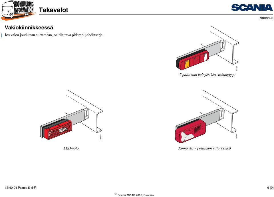 7 polttimon valoyksikkö, vakiotyyppi 341 930 340 725 342