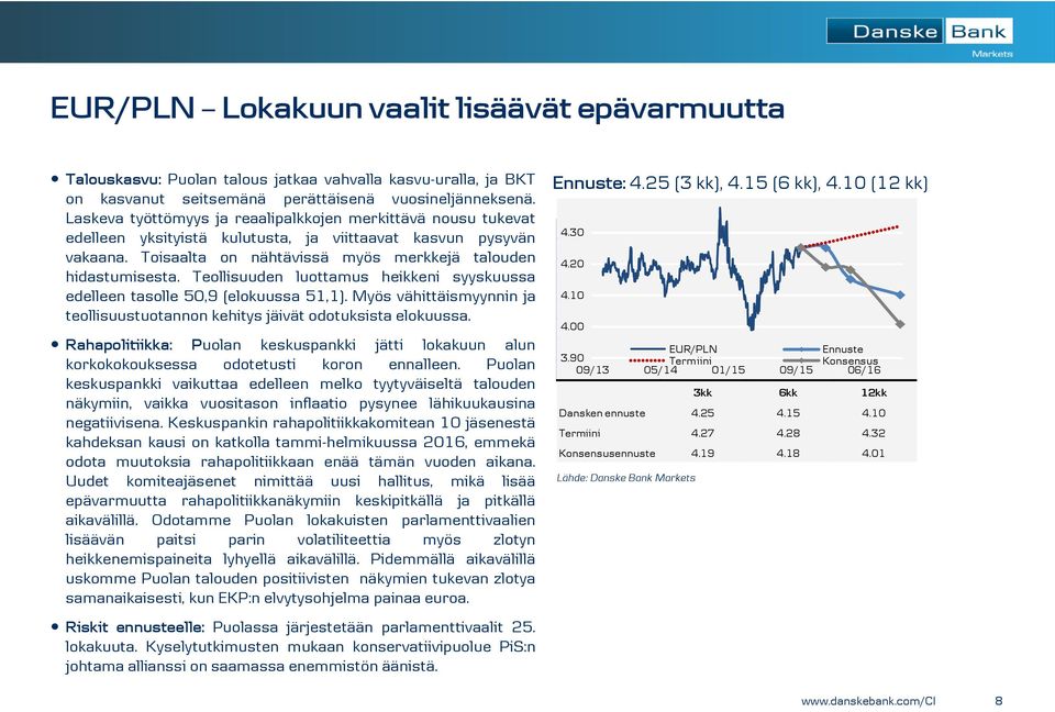 Teollisuuden luottamus heikkeni syyskuussa edelleen tasolle 50,9 (elokuussa 51,1). Myös vähittäismyynnin ja teollisuustuotannon kehitys jäivät odotuksista elokuussa.
