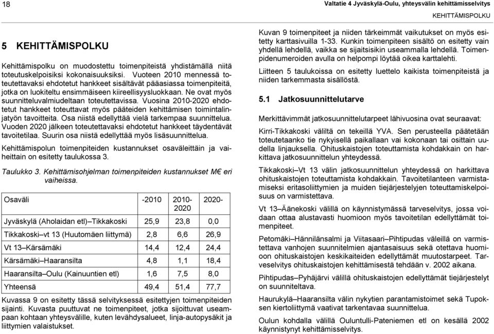 Ne ovat myös suunnitteluvalmiudeltaan toteutettavissa. Vuosina 2010-2020 ehdotetut hankkeet toteuttavat myös pääteiden kehittämisen toimintalinjatyön tavoitteita.