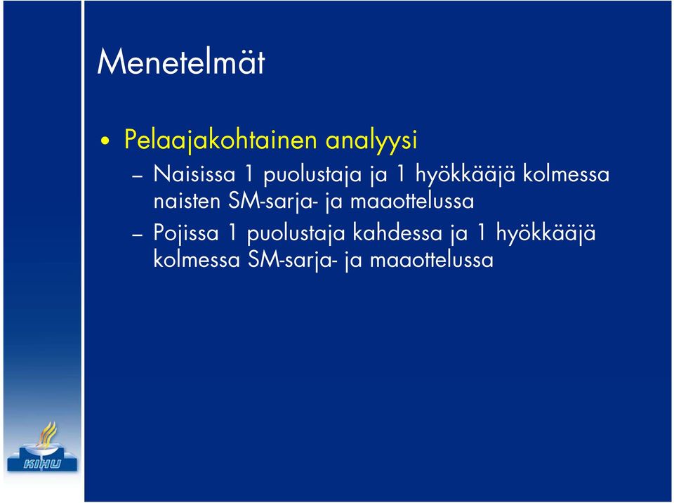 SM-sarja- ja maaottelussa Pojissa 1 puolustaja