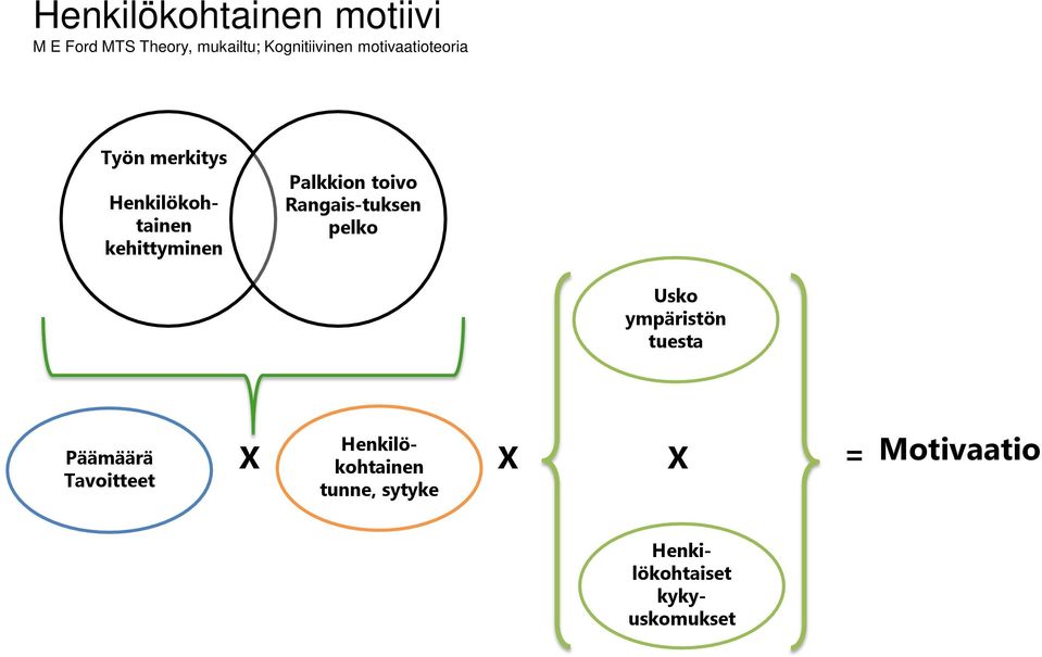 Henkilökohtainen kehittyminen Palkkion toivo Rangais-tuksen pelko Usko