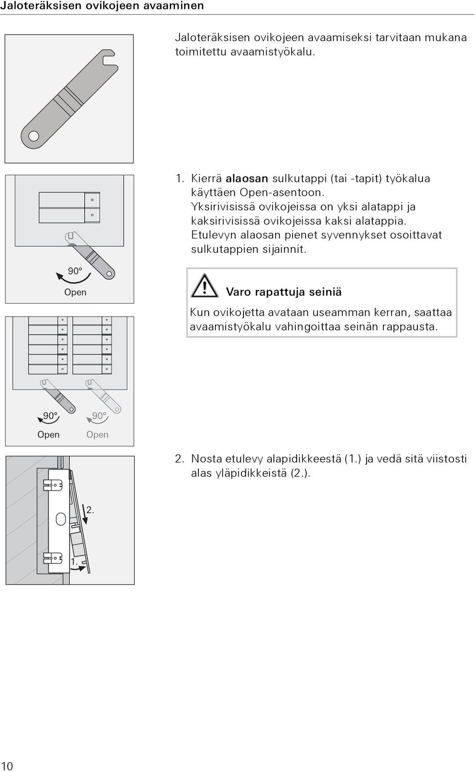 Yksirivisissä ovikojeissa on yksi alatappi ja kaksirivisissä ovikojeissa kaksi alatappia.