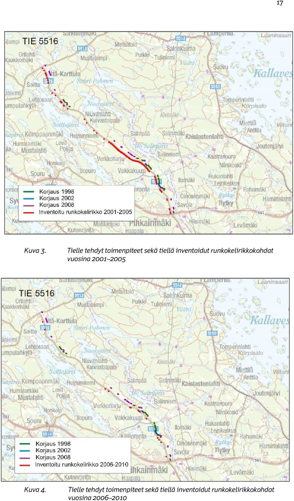 inventoidut runkokelirikkokohdat vuosina 2001