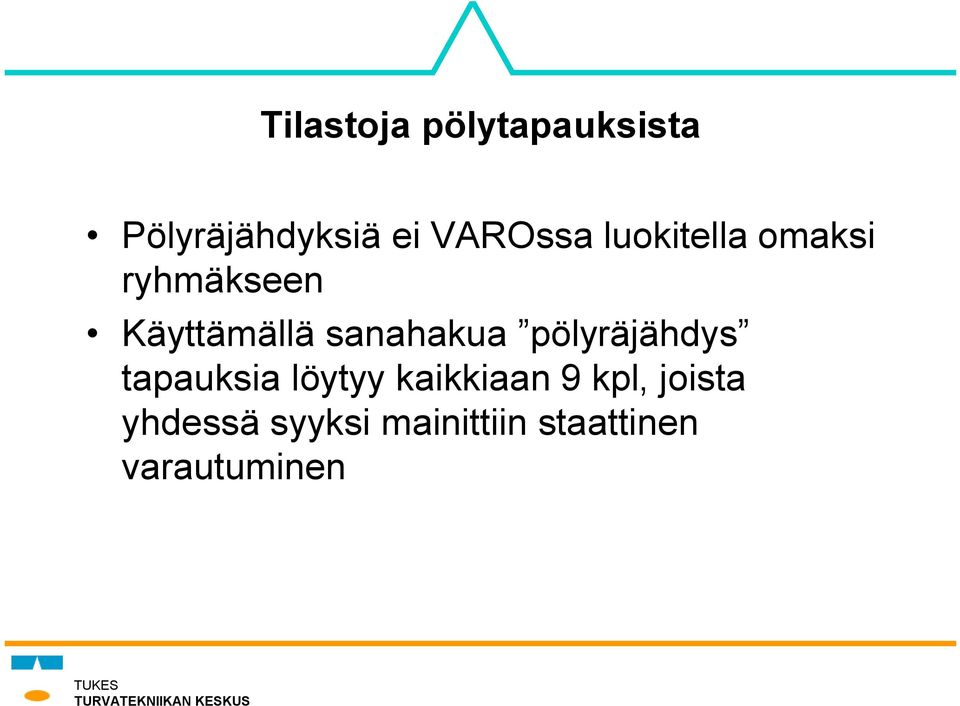 sanahakua pölyräjähdys tapauksia löytyy kaikkiaan 9