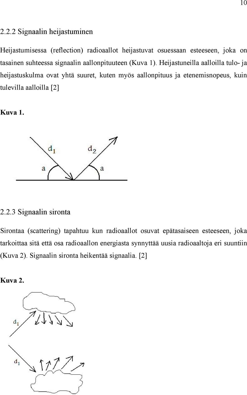 Heijastuneilla aalloilla tulo- ja heijastuskulma ovat yhtä suuret, kuten myös aallonpituus ja etenemisnopeus, kuin tulevilla aalloilla [2] Kuva