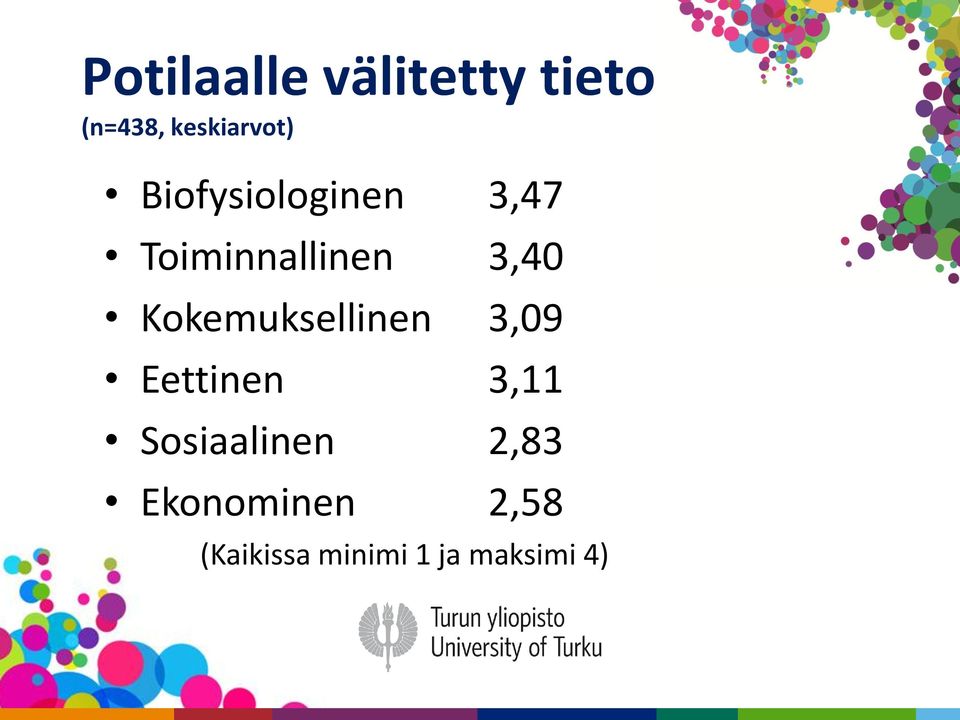 Kokemuksellinen 3,09 Eettinen 3,11 Sosiaalinen