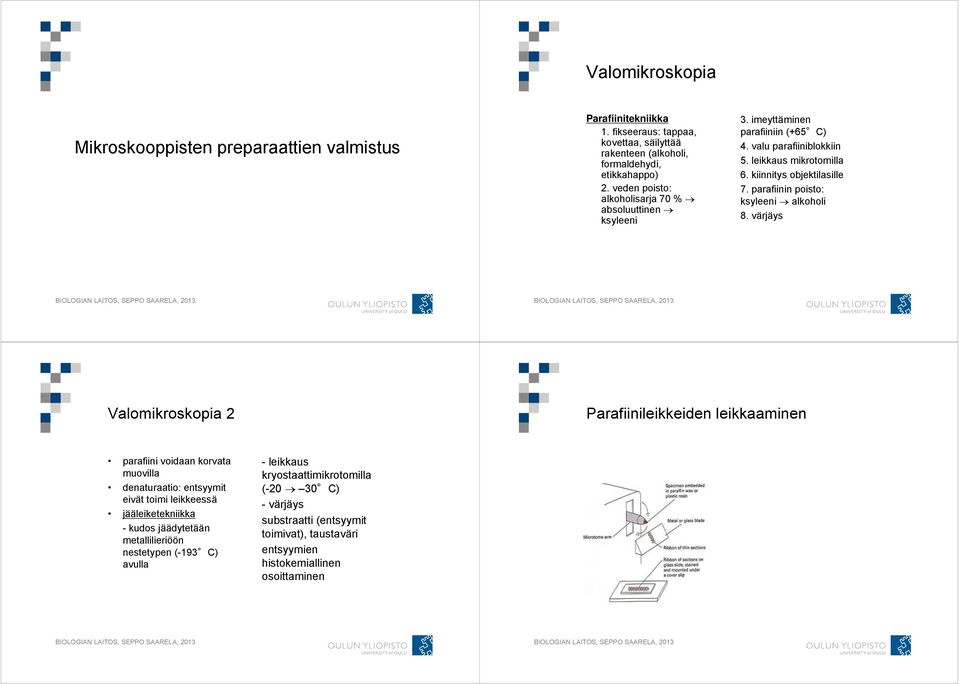 parafiinin poisto: ksyleeni alkoholi 8.