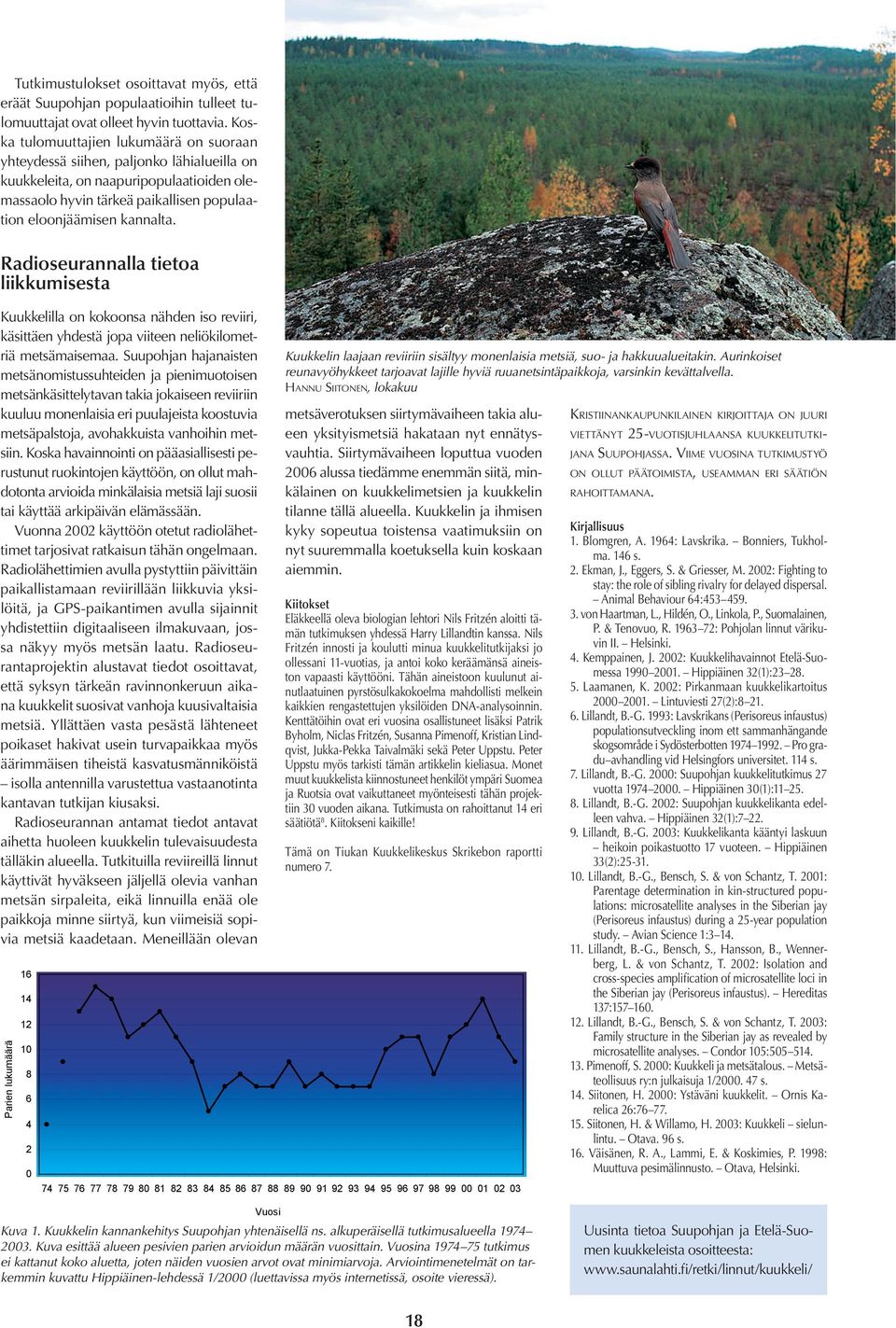 Radioseurannalla tietoa liikkumisesta Kuukkelilla on kokoonsa nähden iso reviiri, käsittäen yhdestä jopa viiteen neliökilometriä metsämaisemaa.