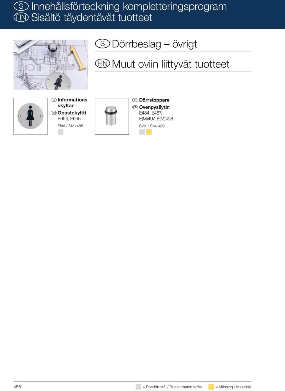Opastekyltti E664, E665 Sida / Sivu 488 S Dörrstoppare Ovenpysäytin E484, E487,