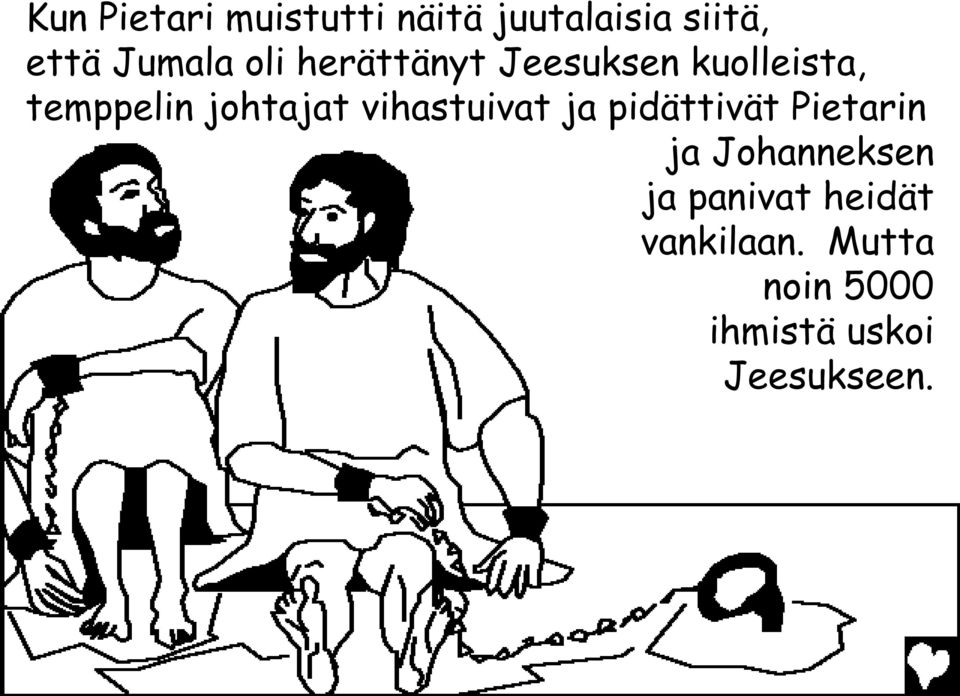 vihastuivat ja pidättivät Pietarin ja Johanneksen ja