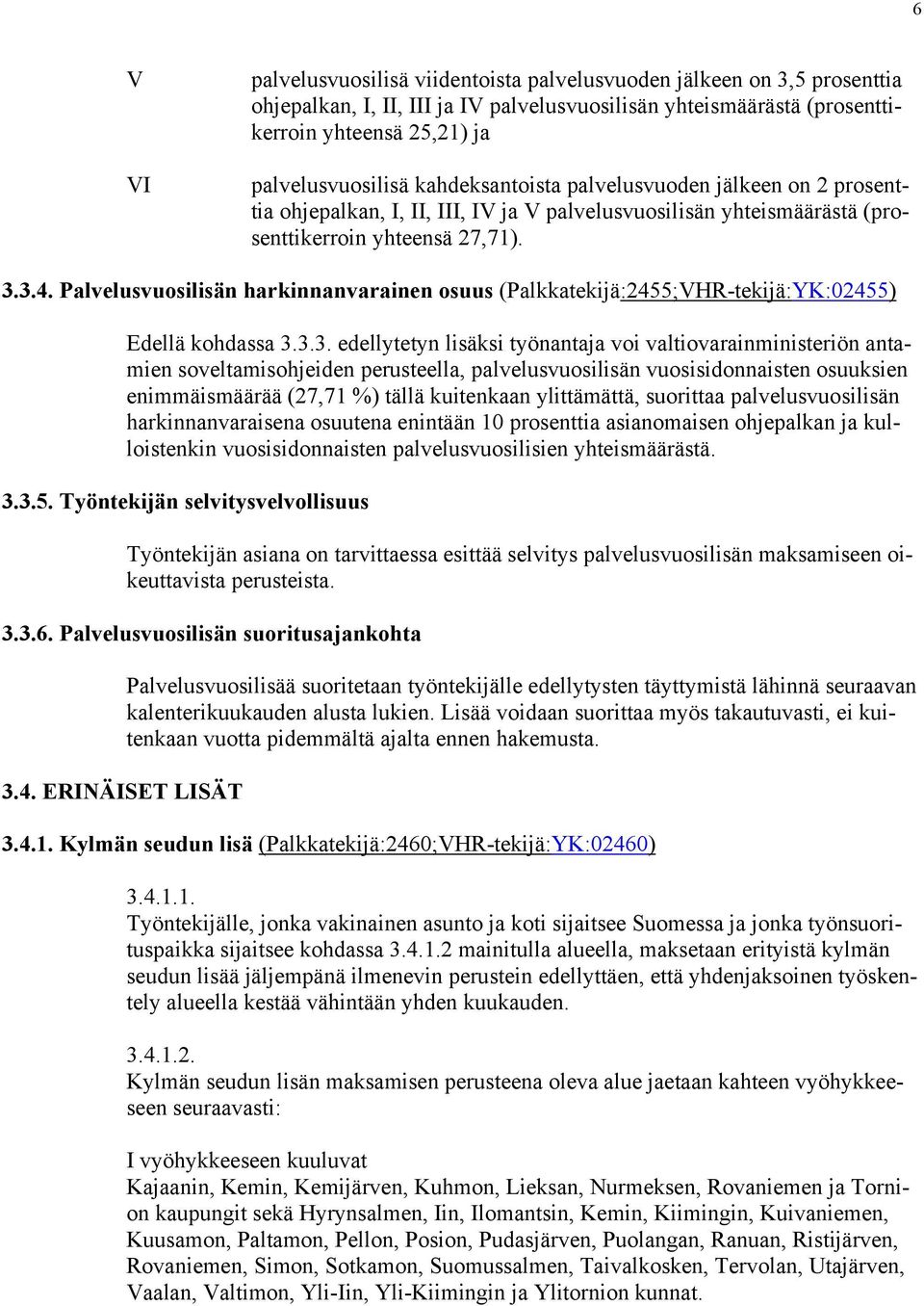 Palvelusvuosilisän harkinnanvarainen osuus (Palkkatekijä:2455;VHR-tekijä: YK:02455 ) Edellä kohdassa 3.