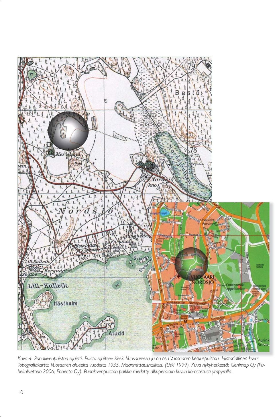 Historiallinen kuva: Topografiakartta Vuosaaren alueelta vuodelta 1935.