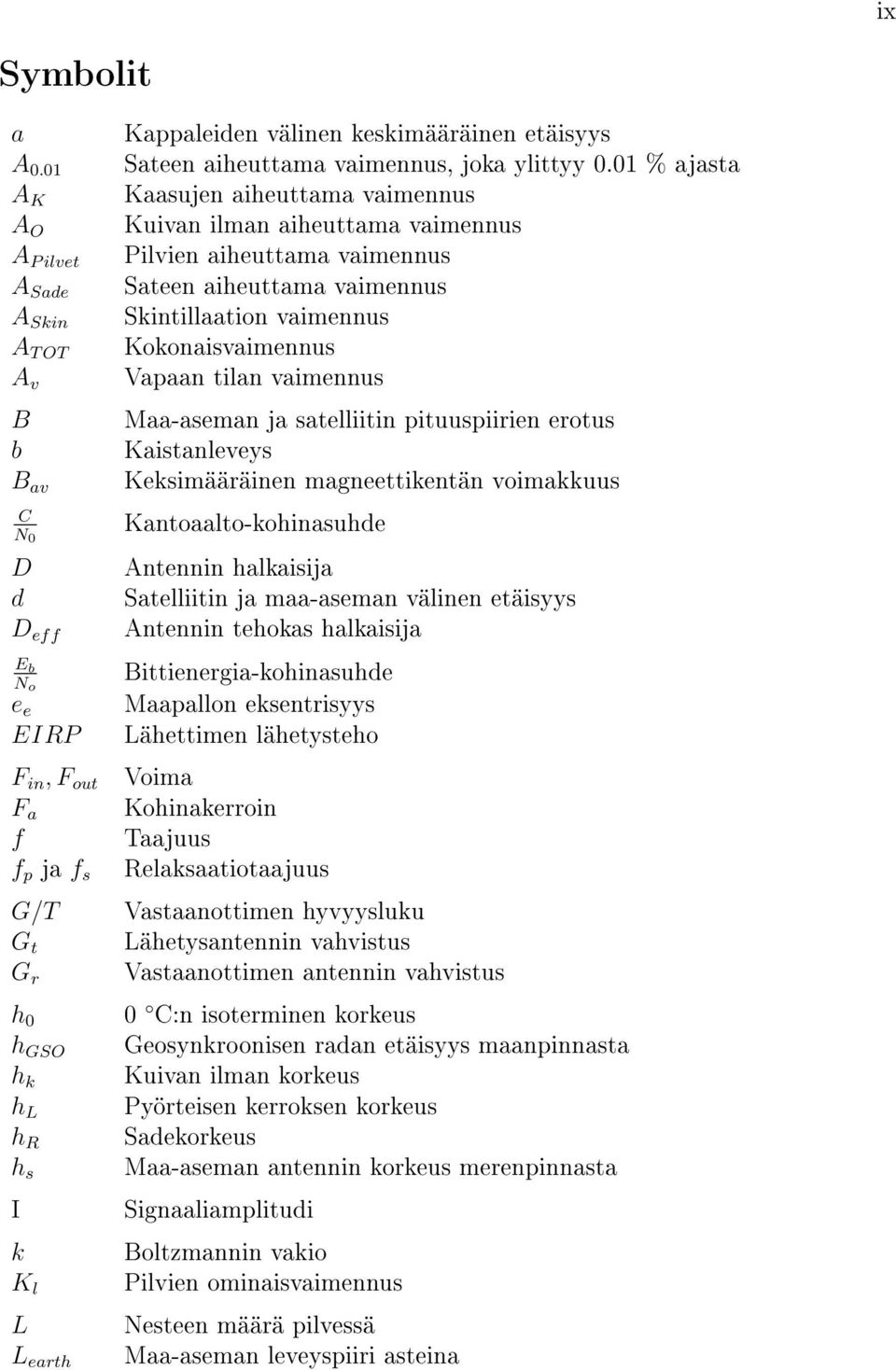 keskimääräinen etäisyys Sateen aiheuttama vaimennus, joka ylittyy 0.
