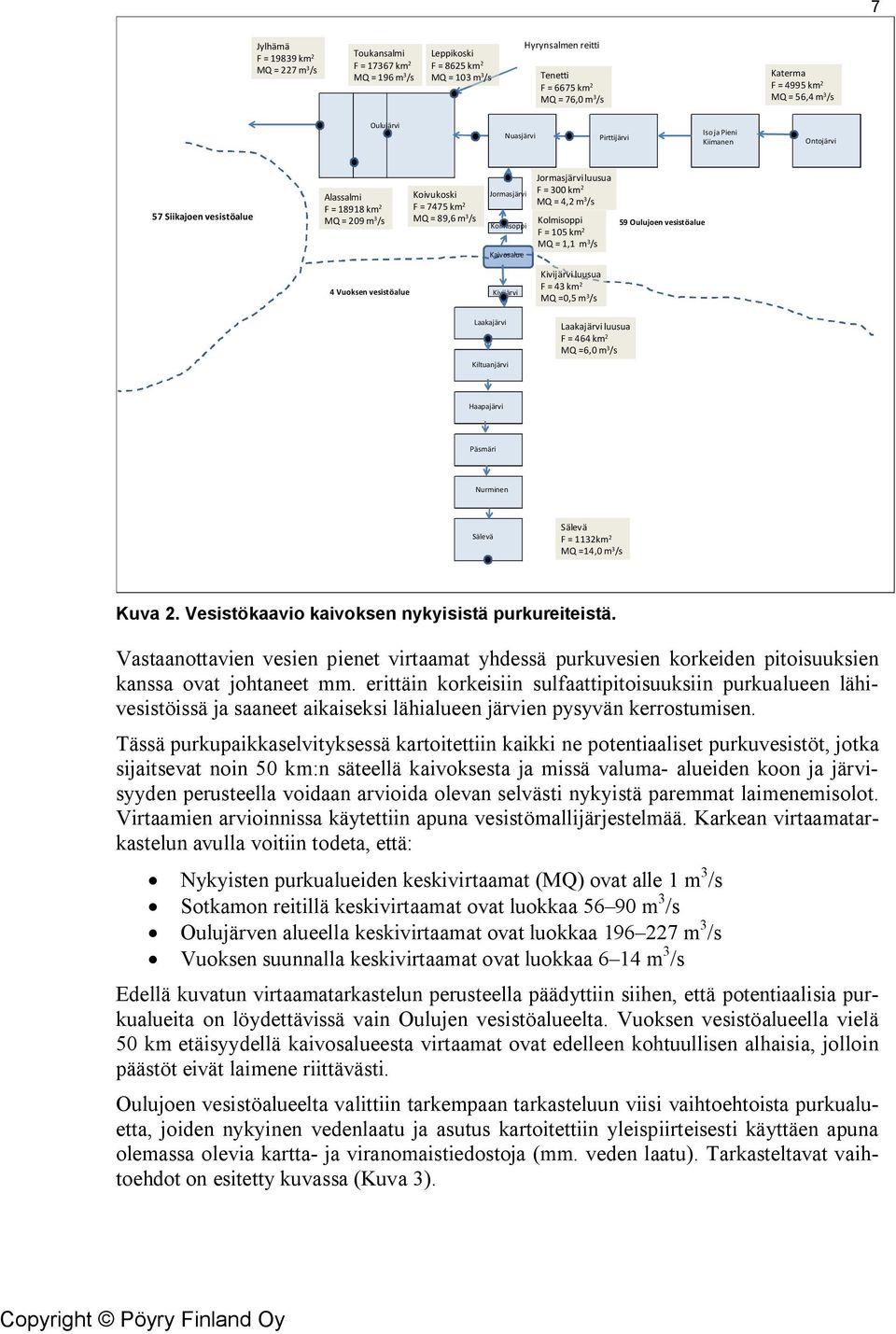 Jormasjärvi Kolmisoppi Kaivosalue Jormasjärvi luusua F = 300 km 2 MQ = 4,2 m 3 /s Kolmisoppi F = 105 km 2 MQ = 1,1 m 3 /s 59 Oulujoen vesistöalue 4 Vuoksen vesistöalue Kivijärvi Kivijärvi luusua F =