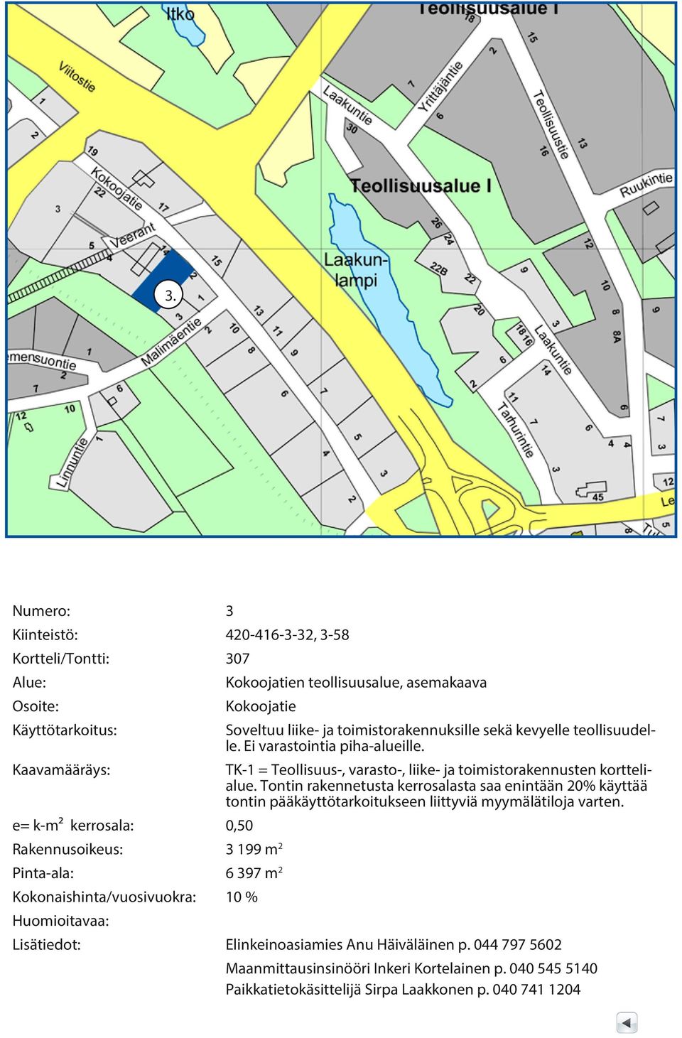 TK-1 = Teollisuus-, varasto-, liike- ja toimistorakennusten korttelialue.