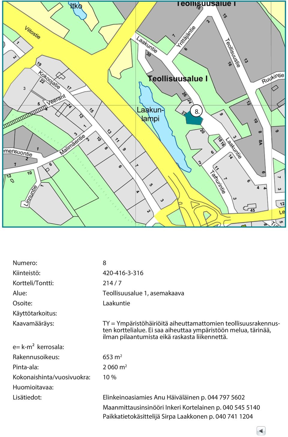 teollisuusrakennusten korttelialue.