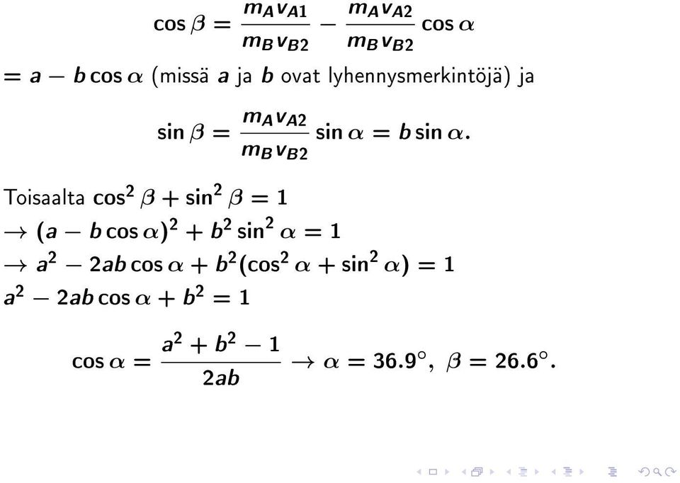 sin α = b sin α.