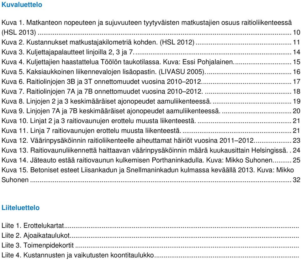 ... 16 Kuva 6. Raitiolinjojen 3B ja 3T onnettomuudet vuosina 2010 2012.... 17 Kuva 7. Raitiolinjojen 7A ja 7B onnettomuudet vuosina 2010 2012.... 18 Kuva 8.