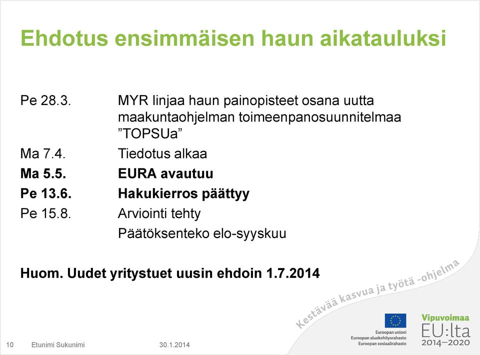 MYR linjaa haun painopisteet osana uutta maakuntaohjelman