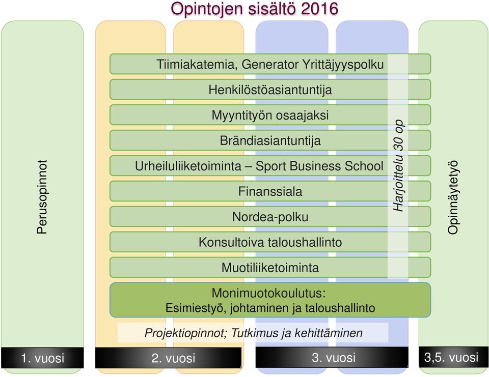 Nordea-polku Konsultoiva taloushallinto Harjoittelu 30 op Opinnäytetyö Muotiliiketoiminta
