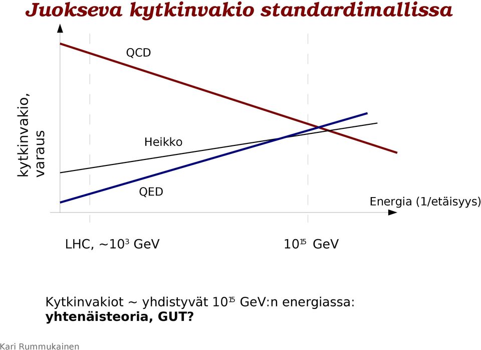 GeV Energia (1/etäisyys) 1015 GeV Kytkinvakiot