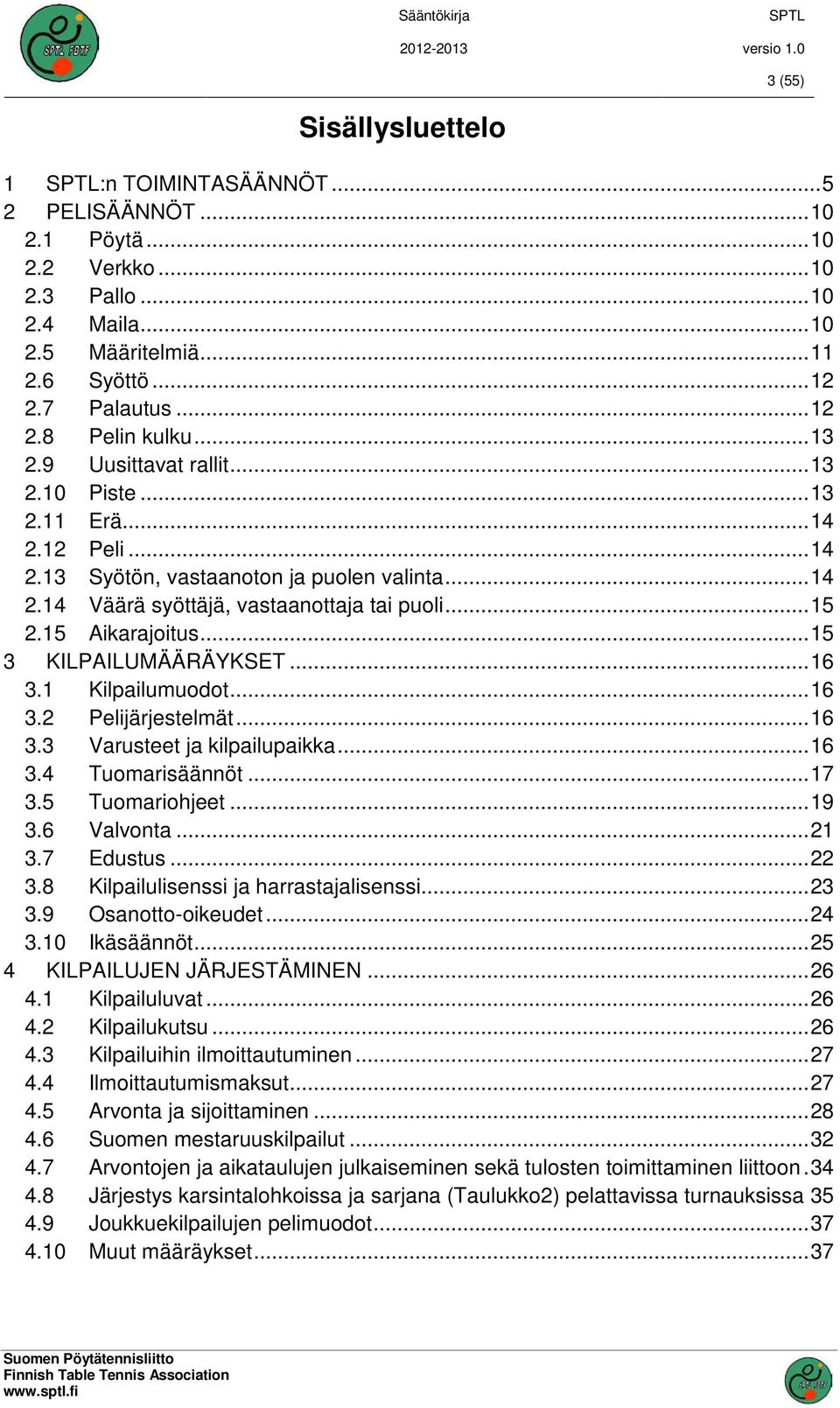 .. 15 3 KILPAILUMÄÄRÄYKSET... 16 3.1 Kilpailumuodot... 16 3.2 Pelijärjestelmät... 16 3.3 Varusteet ja kilpailupaikka... 16 3.4 Tuomarisäännöt... 17 3.5 Tuomariohjeet... 19 3.6 Valvonta... 21 3.