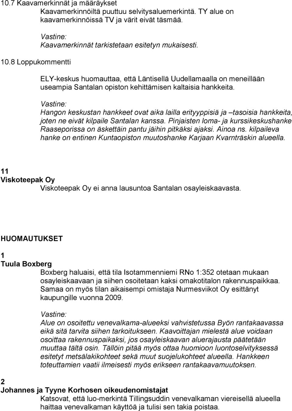 Hangon keskustan hankkeet ovat aika lailla erityyppisiä ja tasoisia hankkeita, joten ne eivät kilpaile Santalan kanssa.