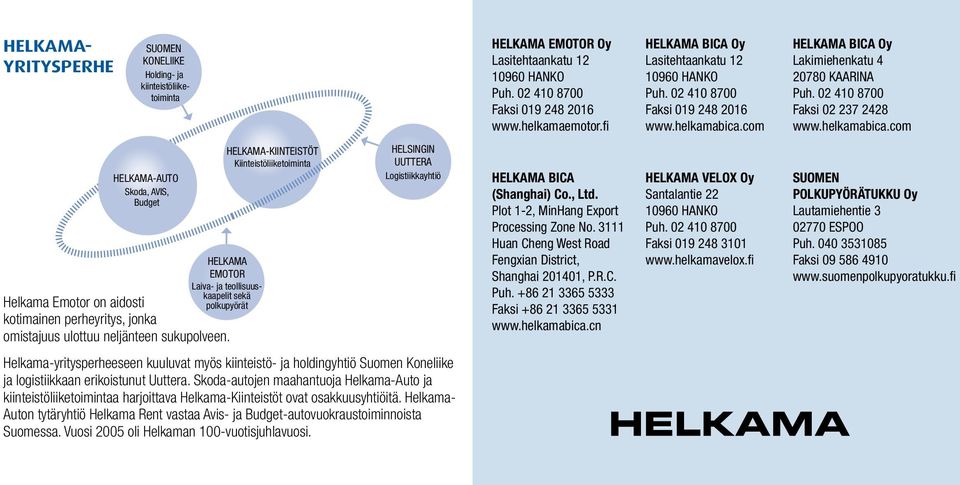 helkamabica.com HELKAMA-AUTO Skoda, AVIS, Budget Helkama Emotor on aidosti kotimainen perheyritys, jonka omistajuus ulottuu neljänteen sukupolveen.