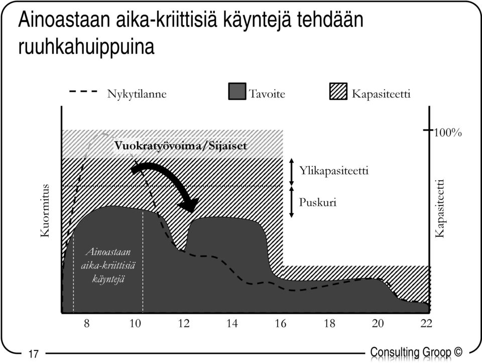 Vuokratyövoima/Sijaiset 100% Kuormitus Ylikapasiteetti