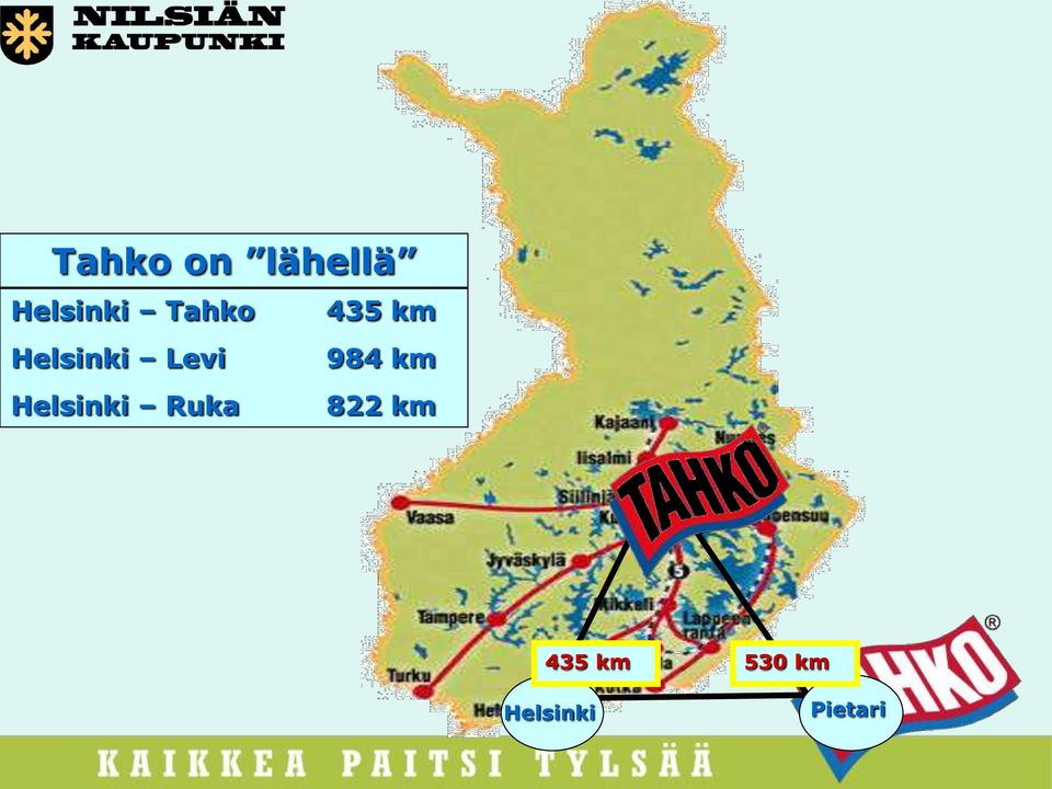 984 km Helsinki Ruka 822 km