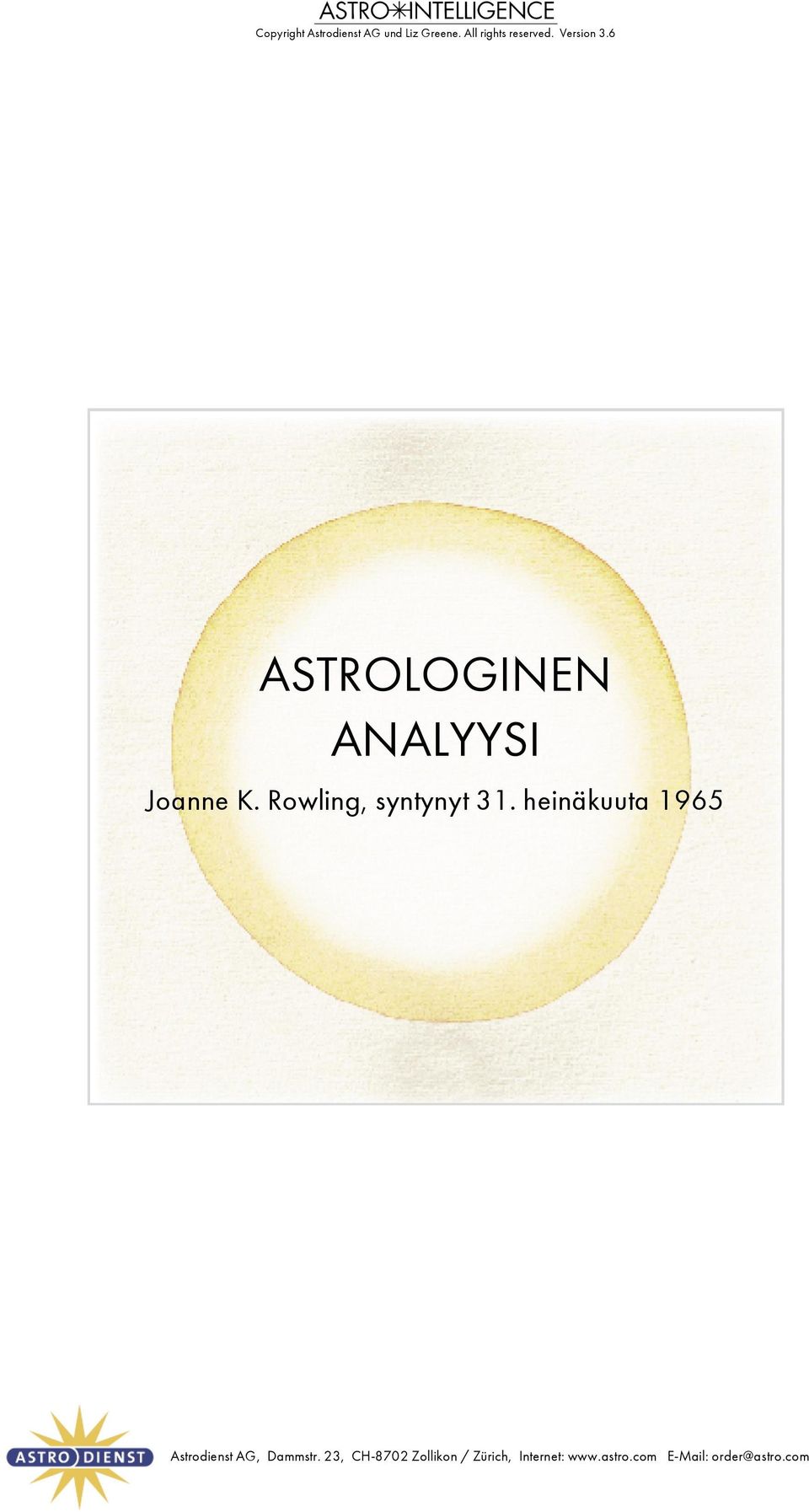 Rowling, syntynyt 31. heinäkuuta 1965 Astrodienst AG, Dammstr.