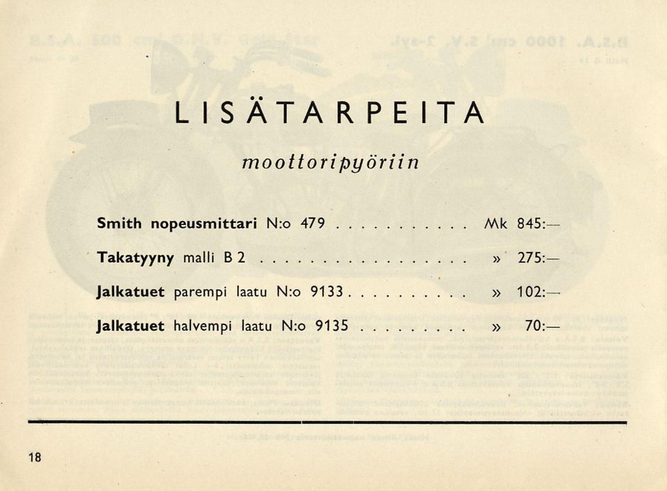 malli B 2» 275: Jalkatuet parempi laatu N:o